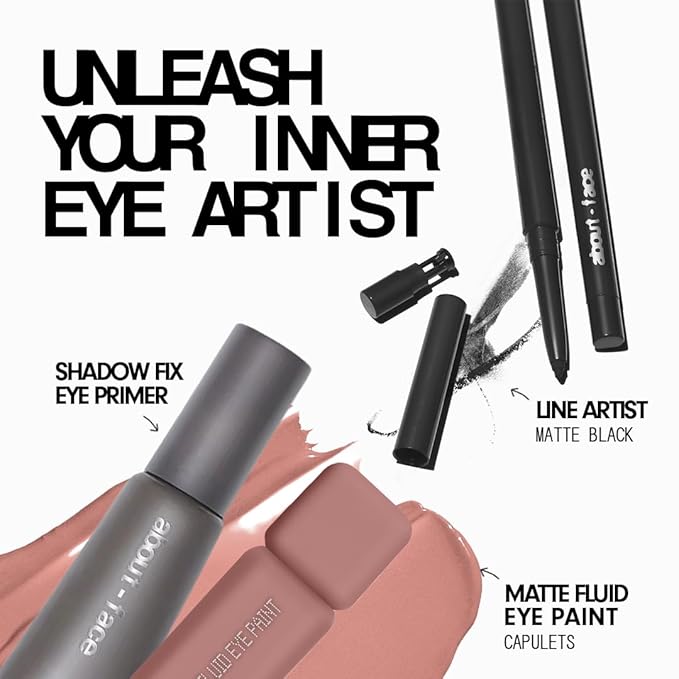 about-face Line Artist Longwear Gel Eyeliner Into The Void – High-Definition, Smudge-Proof, Waterproof, Matte Finish – Built-In Sharpener – Vegan, Cruelty-Free, Clean Beauty – 0.012 oz (Matte Black)