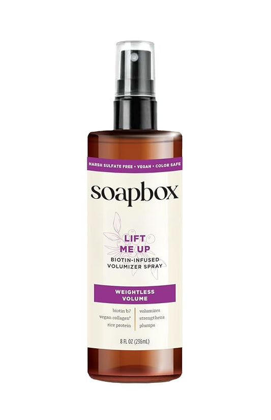 Soapbox Lift Me Up Volumizing Hair Treatment, Lightweight Volumizing Hairspray with Biotin, Natural Volume Spray for Hair, Harsh Sulfate Free, Silicone Free, Color Safe, and Vegan Products, 8 Ounces