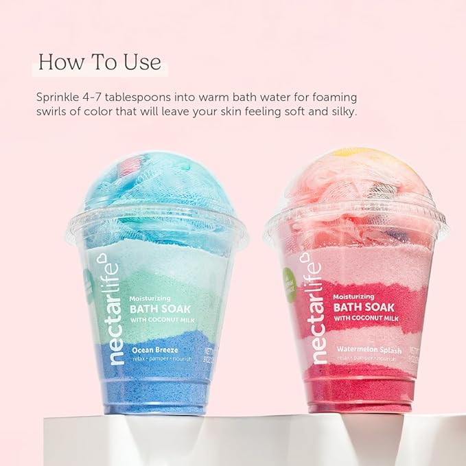Coconut Milk Bath Soak, Sea Salt Bath, Bubble Bath, Natural Detox Foaming Body Soak, Foot Soak, Vegan Body Skin Care, 9 oz. (Unicorn Lemonade)