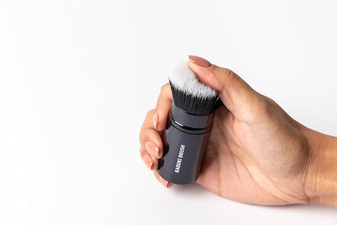Lune+Aster Kabuki Brush |Retractable, Lightweight, High Performance Kabuki Brush. Densely-Packed, Flat, Vegan Bristles.