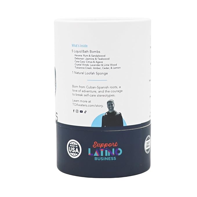 Liquid Bath Bombs and Loofah Sponge Gift Set | Sampler of 5 Luxurious Scents | Organic | Vegan | Handmade | Holiday | Christmas | Birthday | For Him and Her