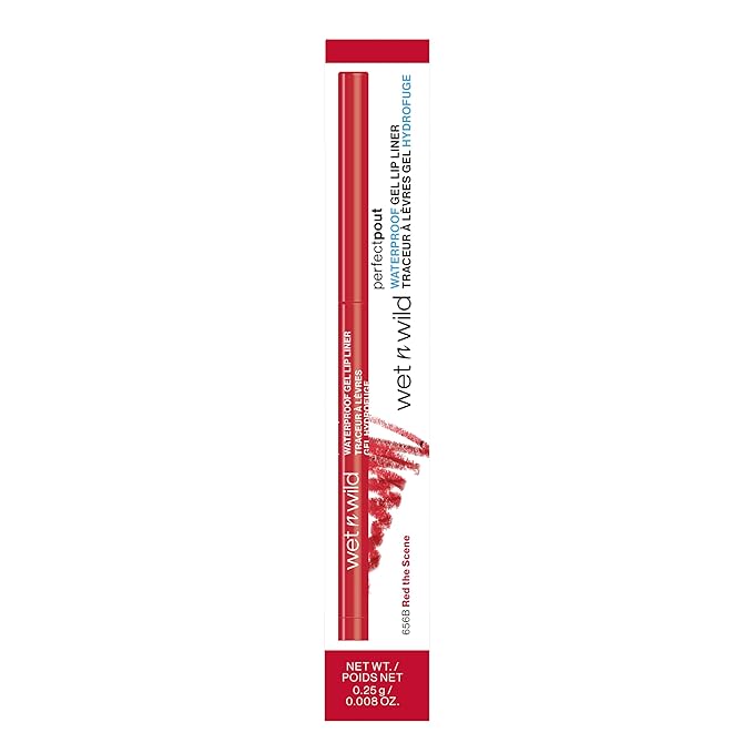 wet n wild Perfect Pout Matte Retractable Gel Lip Liner Pencil, Rich Creamy Long Lasting Color, Well-Defined and Flawless Application, Vegan & Cruelty-Free - Red The Scene