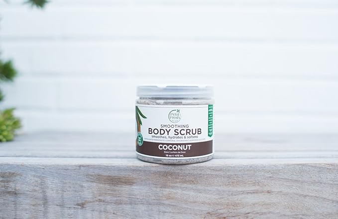 Petal Fresh Coconut Body Scrub, Smoothing Body Pudding, Natural, Gently Exfoliating, Daily Skincare, Vegan and Cruelty Free, 16 oz (Pack of 2)