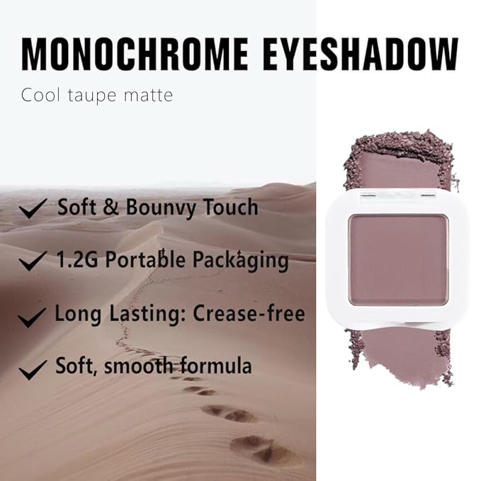 Taupe Matte Single Eyeshadow Makeup, Neutral Powde Eye Shadow for Older Women, Lavender Plum Mauve Matte Eyeshadow Palette Pigmented Waterproof Everyday Natural Eye Makeup, sombras para ojos 05