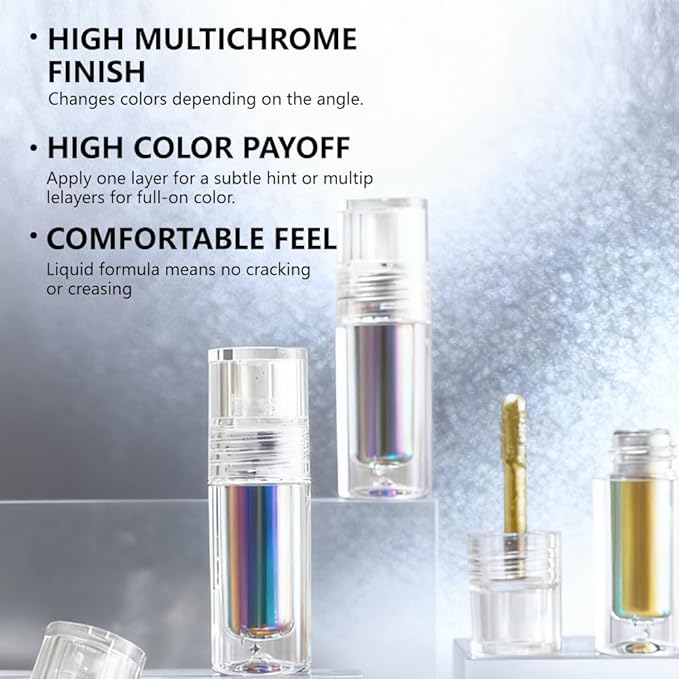 evpct 2Pcs Mermaid Purple Gold Red Duochrome Chameleon Liquid Eyeshadow, Multichrome Metallic Glitter Liquid Eye Shadow Makeup for Women, Waterproof Color Shifting High Pigment Iridescent Eyeshadow