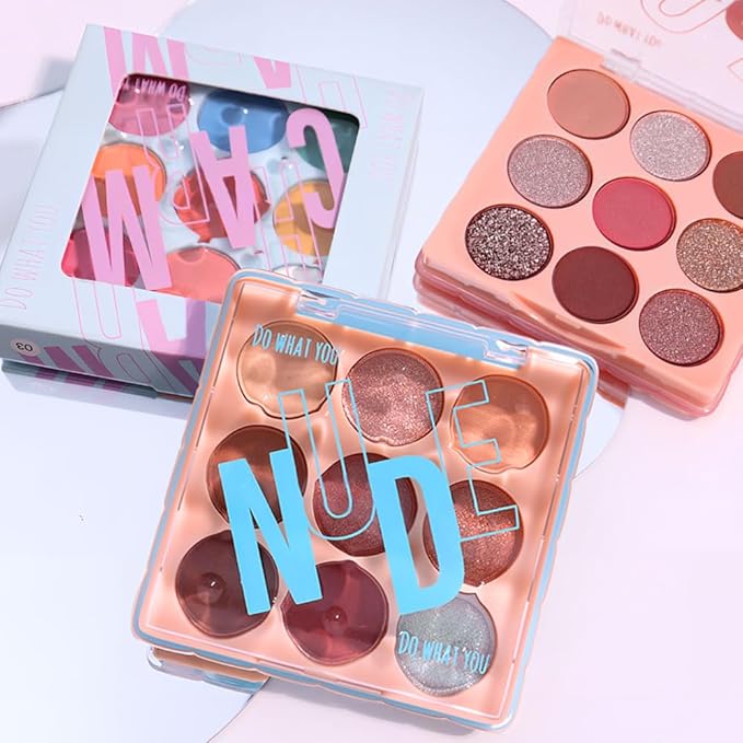 9-Color Rose Nude Brown Eyeshadow Palette – Matte Shimmer Glitter Mauve Pink Burgundy Eye Shadow Kit, High Pigment Blendable Long-Lasting Warm Neutral Soft Glam Makeup Palette for Daily Wear & Travel