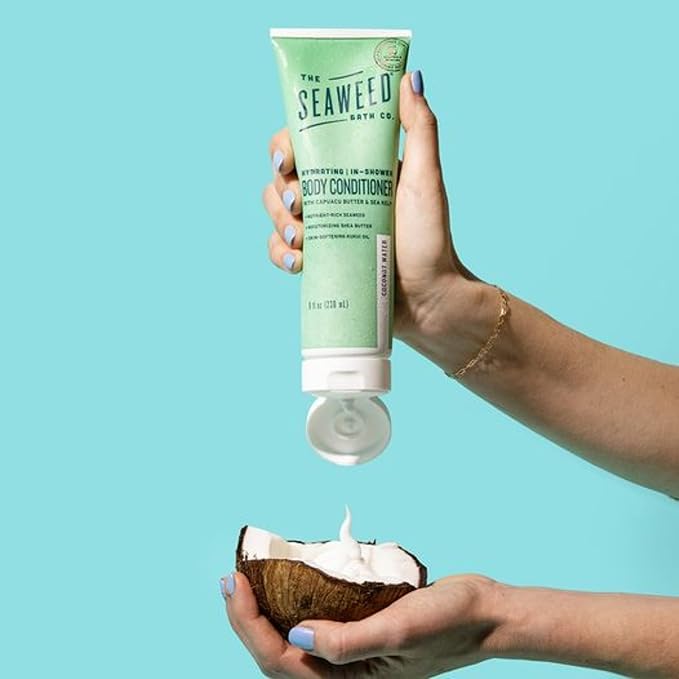 The Seaweed Bath Co. Hydrating In-Shower Body Conditioner, 8 Ounce, Coconut Water Scent, With Natural Bladderwrack Seaweed, Vegan, Paraben Free