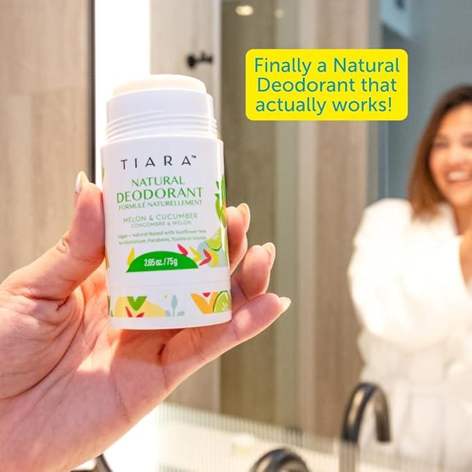 TIARA All Natural Deodorant for Women & Men - Aluminum Free Deodorant, Safe for Kids & Whole Body Use - Paraben & Chemical Free, Vegan, Non-Toxic and Gluten Free. Travel Size (Melon & Cucumber)