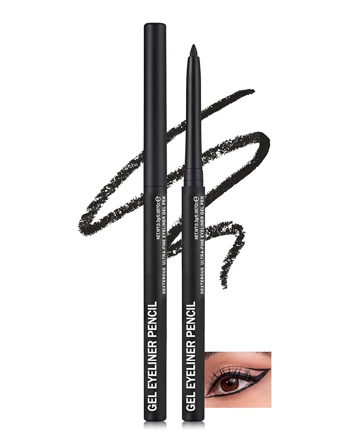 Black Matte Gel Eyeliner Pencil Waterproof, Metallic Retractable Cream Smooth Eye Liner Pencils, Long Lasting Waterline Hypoallergenic Eyeliner Pen, Highly Pigmented Smudge-Proof Makeup for Women-11