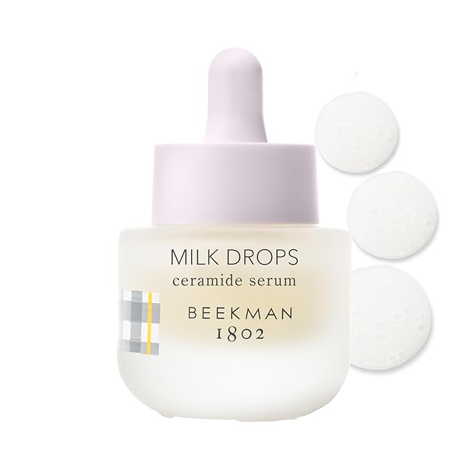 Beekman 1802 Milk Drops Ceramide Facial Serum – Hydrating Barrier Serum with Goat Milk, Ceramides, Squalane & Hyaluronic Acid – Lightweight, Non-Greasy – Fragrance Free – For Oily & Acne-Prone Skin