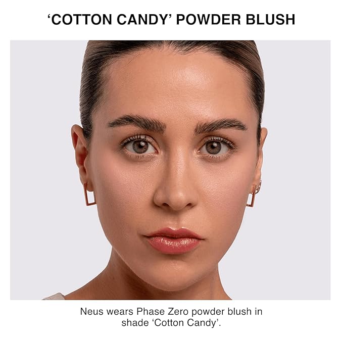Phase Zero Makeup Powder Blusher | "Cotton Candy" - 7g / 0.25 oz. | Pigmented, Buildable, Lightweight Powder Blush for a Radiant, Healthy, Natural Glow. Versatile Shade | Dusty Pink - Matte