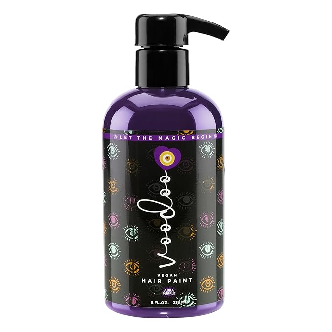 MOEHAIR VOODOO Purple Hair Paint (Aura), 8 Oz | Vegan & Cruelty-Free Purple Hair Dye | Ammonia, Sulfate & Paraben-Free | Vivid & Bright Intermixable Temporary Hair Color