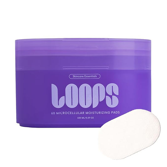 LOOPS MicroCellular Moisturizer Korean Skincare - Nourish, Replenish, and Rebalance - Collagen Boosting & Restoring - Pre-soaked Veocell Embo Bamboo Pad - Anti-Aging Face Moisturizer - Pack of 60