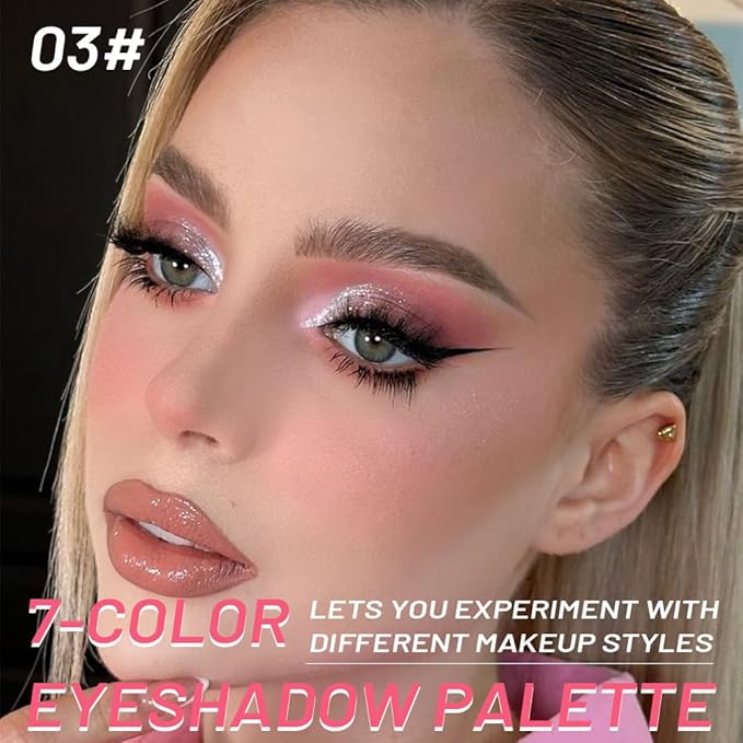7Colors Eyeshadow Makeup Palette,Pink Mauve Brown Champagne Natural Neutral Eye Shadow Palettes for Older Women,Long Lasting Naturing-Looking,Lightweight,Eye Makeup Kit Travel Size,Vegan