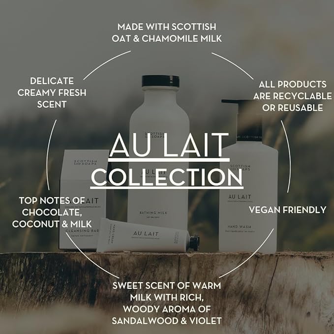 Scottish Fine Soaps Au Lait Body Wash, Organic Oat and Chamomile, Chocolate and Coconut Scent, Vegan Formula, 300ml