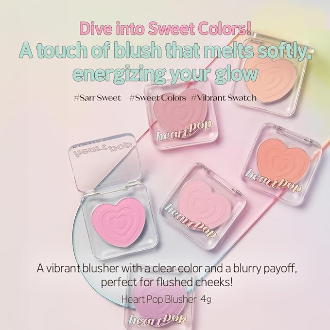 ETUDE Heart Pop Duo Blush, Sweet Beige Pink Cheek Colors, Natural Radiance & Glossy Finish, Layering Formula, Compact 0.2 oz – Lovely Frappe