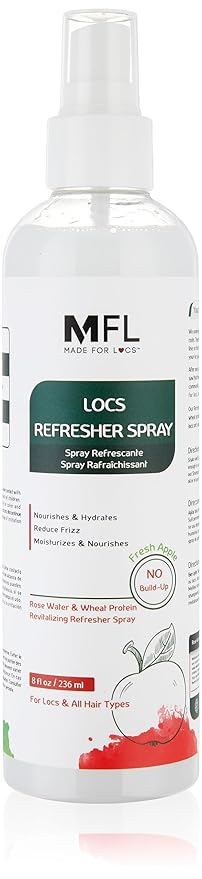 Made For Locs Vegan Rose Water Refresher Spray | Locs Moisturizer | Locs Deodorizer | Amazing Scents (Fresh Apple, 8 oz)