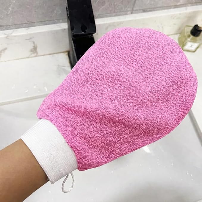 Skincare Premium Exfoliating Mitt – Vegan Viscose exfoliating Kessa Glove for Self-Tan Removal, Keratosis Pilaris & Smooth, Radiant Skin (Pink, 1 Mitt)