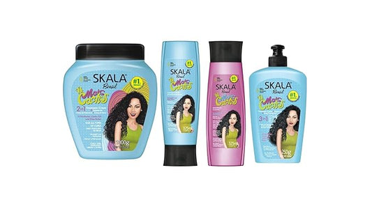 Skala Brasil #MaisCachos 4-Piece Kit – Shampoo + Conditioner + 2-in-1 Treatment Cream + 3-in-1 Heat Protector | Strength & Hydration for All Curl Types | Vegan & Sulfate-Free | Curly Girl Approved