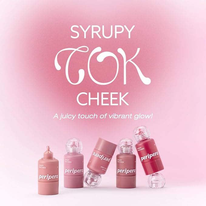 PERIPERA SYRUPY TOK CHEEK 15 Colors, Liquid Blush, Dewy Finish and Hydrates All day, Soft Velvet Texture Face Cheek Tint (05 COOL APPLE)