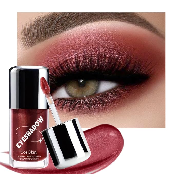 Cherry Liquid Metallic Glittler Shimmer Eyeshadow, Longwear Eye Makeup For Older Women, Buildable Highly Pigmented & Blendable Eye Shadow Cream in Shimmer Finishes, Vegan & Cruelty-Free (Cherry)