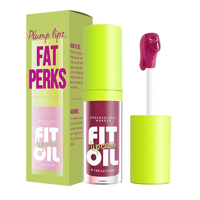 8 Colors Big Brush Head Lip Oil, Smooth Glossy Lip Glow Oil, Ultra-Hydrating & Nourishing, Long Lasting Fresh Transparent Tinted Plumping Lip Oil, Non-Sticky Formula (#04)