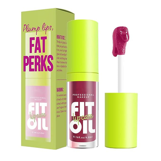 8 Colors Big Brush Head Lip Oil, Smooth Glossy Lip Glow Oil, Ultra-Hydrating & Nourishing, Long Lasting Fresh Transparent Tinted Plumping Lip Oil, Non-Sticky Formula (#04)