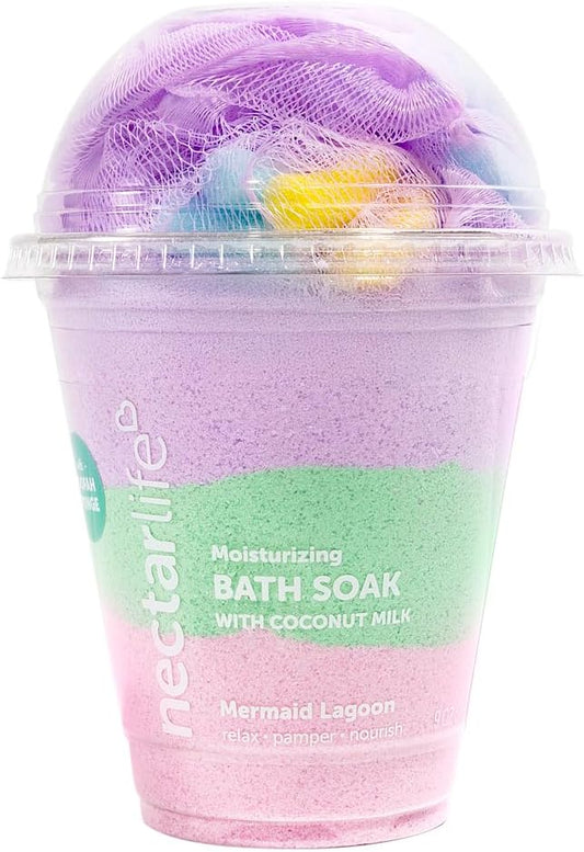 Milkshake Bath Soak, Bubble Bath Soak, Natural Detox Foaming Bath Soak, Moisturizing Body Soak, Foot Soak, Vegan Body Skin Care, 9 oz.(Mermaid Lagoon)