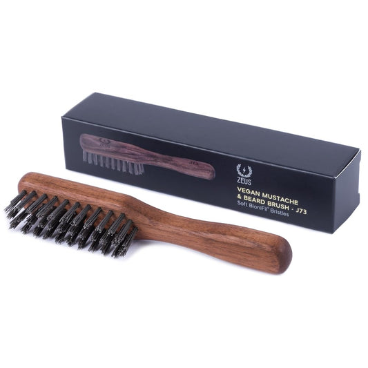 Vegan Mustache & Beard Brush with Handle, Soft Bristle & Animal-Free Grooming Brush for Taming & Styling Beard – Made in Germany (J73)