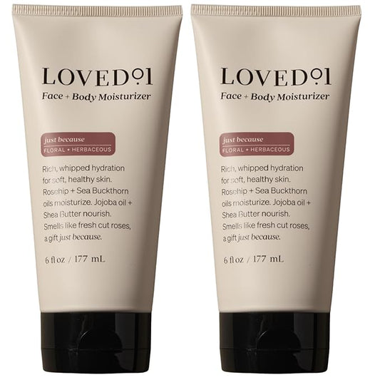 Loved01 Face & Body Moisturizer, John Legend Skincare, Just Because Floral Scent, Daily Shea Butter Cream, Hydrating Non-Greasy Formula, Vegan & Cruelty-Free, 2-Pack, 6 oz each