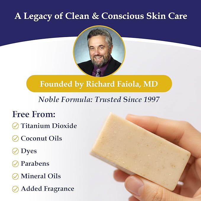 Noble Formula 2% Pyrithione Zinc Soap Bar with Sunflower Oil & Shea Butter – Face, Body & Scalp Cleansing Bar for Dry & Problem-Prone Skin - No Palm Oil, Vegan Formula, Handmade in the USA, 3.25 oz