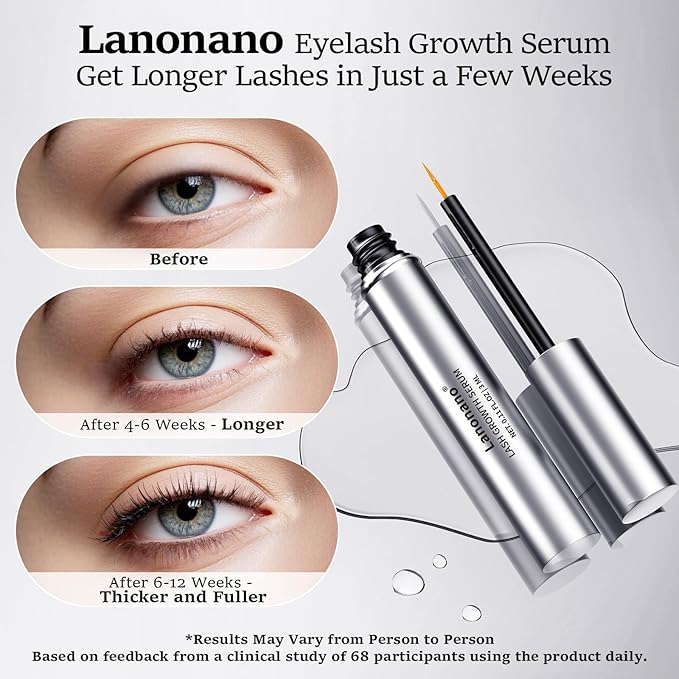 Lash Serum, Eyelash Growth Serum, Eyelash Rapid Growth, Vegan & Cruelty-Free, 0.1 Fl Oz (3ml)
