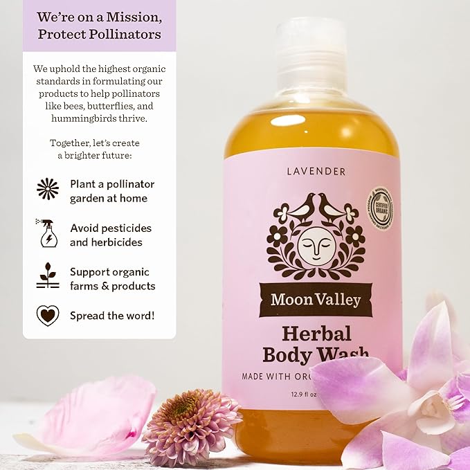 Moon Valley Organics Herbal Body Wash, Lavender, Peppermint, Siberian Fir, All Natural Ingredients, No Parabens, Vegan, Moisturizing Essential Oils, Variety 3 Pack