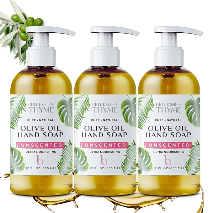 Brittanie’s Pure Castile Liquid Soap Refill, Unscented, 12 Ounce 3 Pack | Dish Soap, Hair & Body, Home, Gentle and Pure, Made with Natural Luxurious Oils, Vegan & Gluten Free Non-GMO