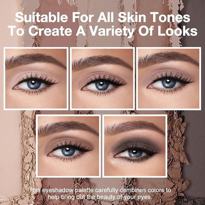 5 Colors Matte Eyeshadow Makeup Palette,Nude Dark Brown Taupe Black Natural Neutral Eye Shadow Palette,Long Lasting Waterproof Naturing-Looking Women Girls Eye Shadow