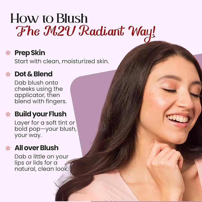 M2U NYC Red Hydrating Liquid Blush - Soft, Dewy Liquid Blush for Cheeks with High Pigment Color & Breathable Feel - Lightweight & Blendable, Long-Wearing & Smudge Proof Formula (Big Apple)