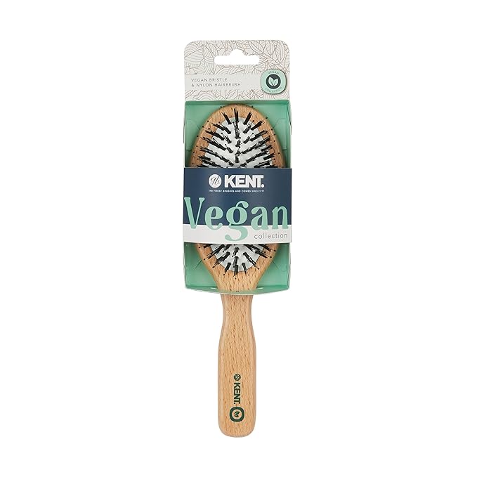 Kent V01 Vegan Boar Bristle Hair Brush with Nylon Pins, Organic Hair Brush for Styling and Detangling, Paddle Brush Ideal for All Hair Types (Large)