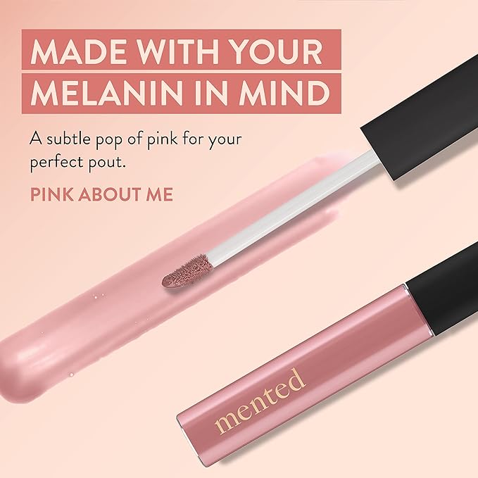 Mented Cosmetics Lip Gloss for Women Tinted Lip Balm Stain, Long Lasting Buildable Moisturizing Lipgloss Lipstick Topper, Made in USA, Cruelty Free Vegan Makeup, Pink About Me