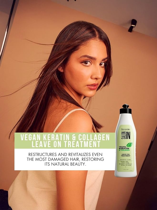 Salon In by Recamier - Vegan Keratin Leave-On Treatment | Vegan Keratin & Collagen Hair Leave-On Treatment | 17.6 oz / 500 g