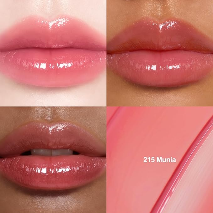 DINTO Blur-Glowy Lip Tint - Glossy Finish, Hydrating, Long Lasting, Lightweight Texture, Non-Sticky, Vegan & Cruelty-Free, K beauty (215 Munia, 0.11 fl.oz) (30 colors)