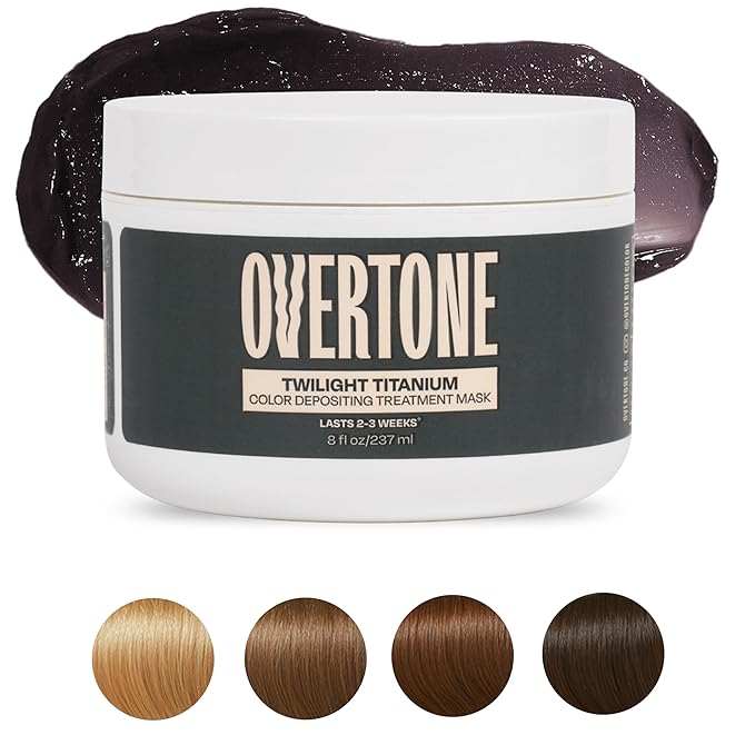 Overtone Semi Permanent Hair Color Conditioner, Twilight Titanium, 8 oz, Nourishing, Damage-Free, Color Depositing Mask for All Hair Types with Shea Butter & Coconut Oil, Vegan & Cruelty-Free
