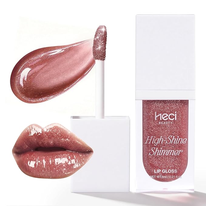 MAKEUP Glitter Lip Gloss –Nourishing and Hydrating with High-Shine Glimmer Finish & Sheer Wash Of Color, Chocolate Scent, Non-Sticky, Vegan & Cruelty-free, Mauve, 0.21 fl oz