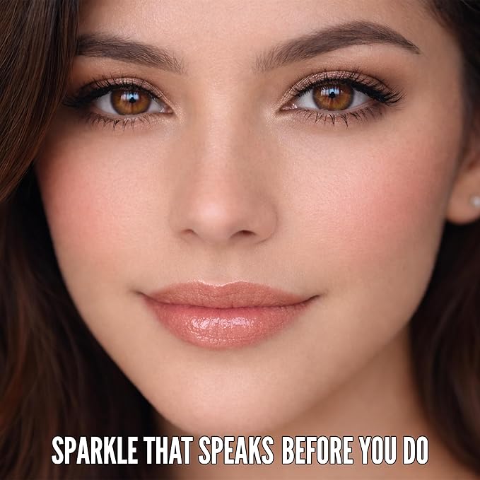 Mynena Nude Caramel Shimmer Lip Gloss | Non-Sticky Lightweight Topper | High-Shine Iridescent Sparkle | Layerable Demi-Sheer Finish | Paraben-Free & Cruelty-Free | Star