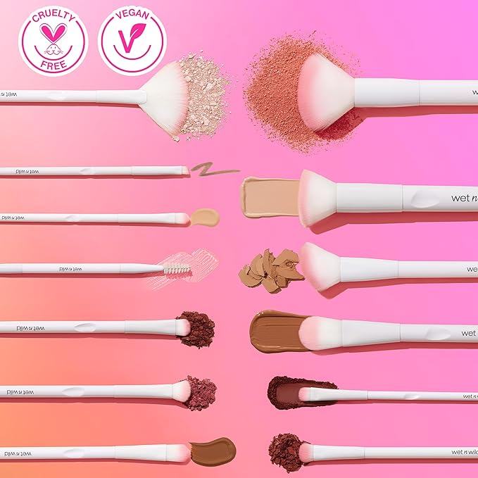 wet n wild Foundation Brush, Densely-Packed Synthetic Fiber Bristles for Liquid, Cream & Powder, Ergonomic Handle for Comfortable Control (Pack of 2)