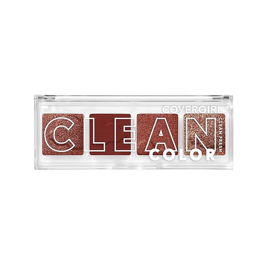 COVERGIRL Clean Fresh Clean Color Eyeshadow Palette, Shimmer Finish, Vegan Formula - Candlelit Burgundy, 4g (0.14 oz)