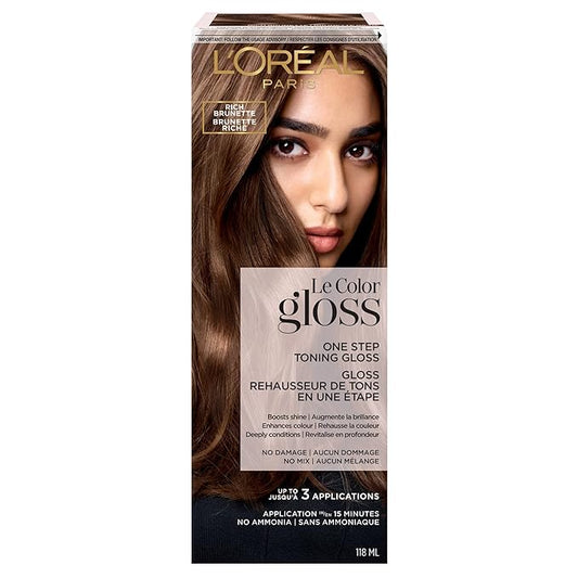 L'Oreal Paris Le Color One Step Toning Hair Gloss, Rich Brunette, 4 Ounce