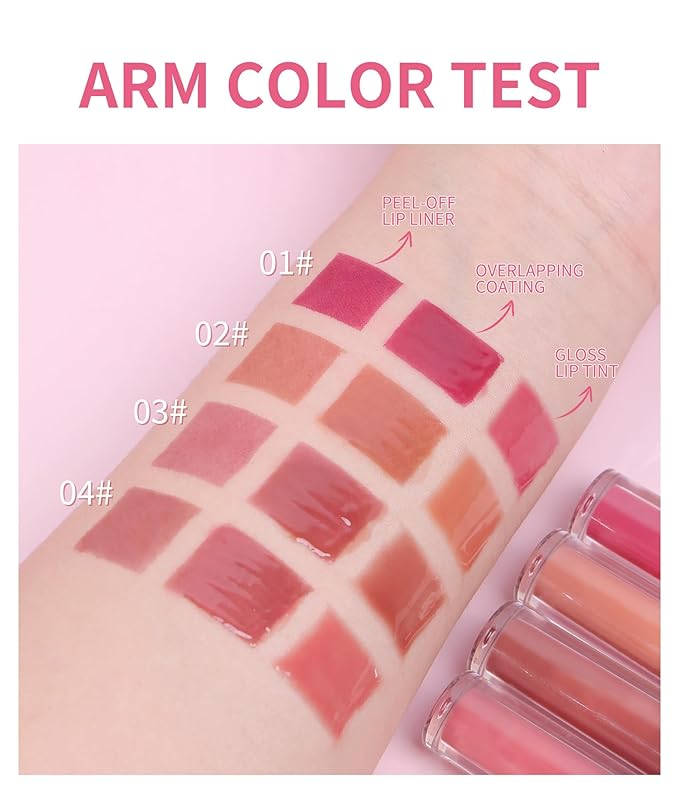 Double-Ended Peel-Off Lip Liner & Gloss Tint – Long-Lasting Hydrating Lip Color, Smudge-Proof & Kiss-Proof Gloss Duo for Plump Shiny Lips (04 Mocha Glow)
