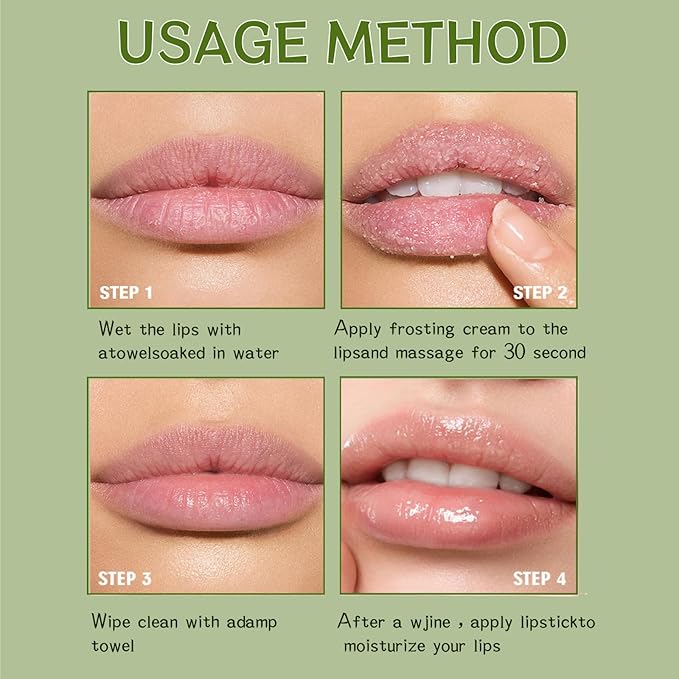 4-Color Fruit-Flavored Lip Scrub for Dry, Cracked & Dark Lips – Exfoliating & Moisturizing Lip Care with Organic Ingredients, Lip Brush – Vegan, Cruelty-Free (20g) (Vanilla flavor, 1PC)