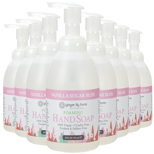 Ginger Lily Farms Botanicals All-Purpose Foaming Hand Soap Refill, 100% Vegan & Cruelty-Free, Vanilla Sugar Bliss Scent, 20 Fl Oz (Pack of 8)