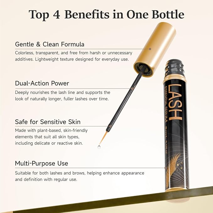 Eyelash Serum for Longer, Thicker Lashes - Enhances Natural Lashes, Extensions & Brows - 1 Pack